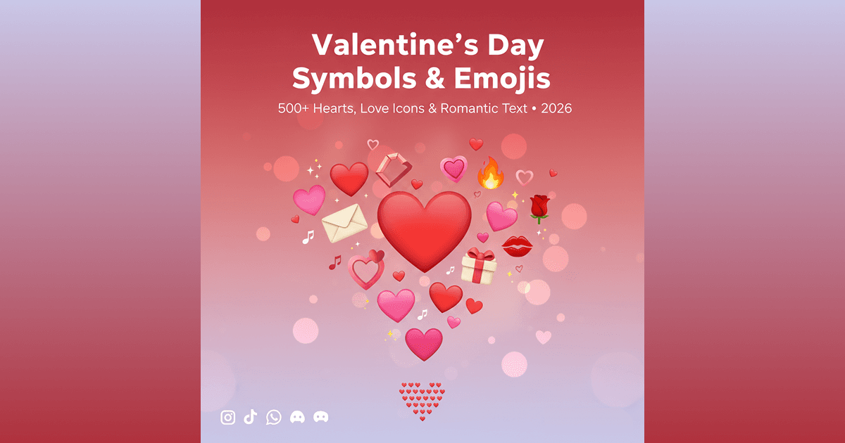 Valentine's Day Symbols & Emojis - Copy Paste Hearts, Love